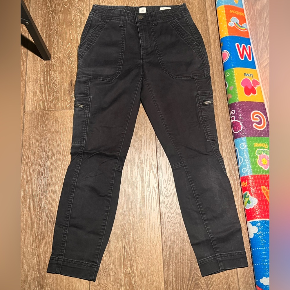 Gap Distressed Black/Grey Skinny Ankle Pants, Size 0 P